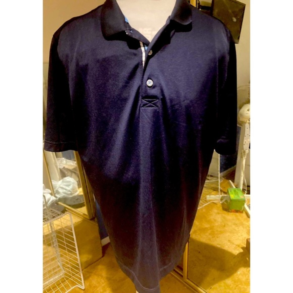 FOOTJOY Stretch Poly Spandex Golf Shirt Polo~‎ Navy blue~ Large~ EUC